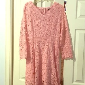 Pink Floral Lace Dress